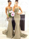 Trumpet/Mermaid Sweetheart Tulle Silk-like Satin Sweep Train Appliques Lace Bridesmaid Dresses #PDS010020105493