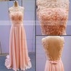 A-line Bateau Chiffon Floor-length Lace Bridesmaid Dresses #PDS01002014904