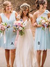 A-line V-neck Knee-length Chiffon Lace Bridesmaid Dresses #PDS01013748