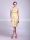 Satin A-line Strapless Knee-length Pockets Bridesmaid Dresses #PDS01012024