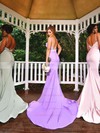 Trumpet/Mermaid Sweetheart Sweep Train Jersey Appliques Lace Bridesmaid Dresses #PDS01013742