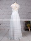 A-line V-neck Floor-length Lace Chiffon Ruffles Wedding Dresses #PDS00023283