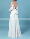 A-line V-neck Sweep Train Chiffon Sashes / Ribbons Wedding Dresses #PDS00023303