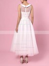 Ball Gown Scoop Neck Tea-length Tulle Beading Wedding Dresses #PDS00023272
