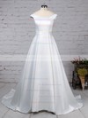 Ball Gown Off-the-shoulder Sweep Train Satin Sashes / Ribbons Wedding Dresses #PDS00023169