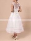 Ball Gown Scoop Neck Tea-length Tulle Beading Wedding Dresses #PDS00023268