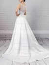 Ball Gown Scoop Neck Sweep Train Satin Tulle Appliques Lace Wedding Dresses #PDS00023170
