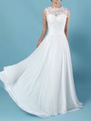A-line Scoop Neck Floor-length Chiffon Tulle Appliques Lace Wedding Dresses #PDS00023305