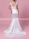 Trumpet/Mermaid Scoop Neck Sweep Train Lace Satin Beading Wedding Dresses #PDS00023227