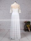 A-line Scoop Neck Floor-length Chiffon Tulle Appliques Lace Wedding Dresses #PDS00023279