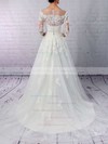 Princess Scoop Neck Sweep Train Tulle Appliques Lace Wedding Dresses #PDS00023162