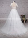 Ball Gown Scoop Neck Sweep Train Tulle Appliques Lace Wedding Dresses #PDS00023225