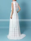 A-line Sweetheart Sweep Train Chiffon Beading Wedding Dresses #PDS00023260