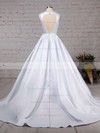 Ball Gown V-neck Court Train Satin Beading Wedding Dresses #PDS00023311