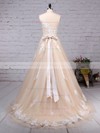 Ball Gown Scoop Neck Sweep Train Tulle Beading Wedding Dresses #PDS00023186