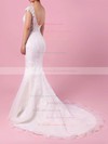 Trumpet/Mermaid Scoop Neck Sweep Train Tulle Appliques Lace Wedding Dresses #PDS00023152