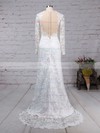 Sheath/Column Scoop Neck Sweep Train Lace Tulle Wedding Dresses #PDS00023193