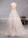 Ball Gown Scoop Neck Sweep Train Tulle Sequins Wedding Dresses #PDS00023173