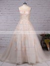 Ball Gown Scoop Neck Sweep Train Tulle Sequins Wedding Dresses #PDS00023173