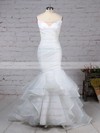 Trumpet/Mermaid V-neck Sweep Train Organza Side-Draped Wedding Dresses #PDS00023190