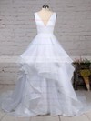 Ball Gown V-neck Sweep Train Organza Ruffles Wedding Dresses #PDS00023222