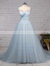 Ball Gown V-neck Court Train Tulle Beading Wedding Dresses #PDS00023241