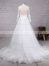 Ball Gown Scoop Neck Sweep Train Tulle Appliques Lace Wedding Dresses #PDS00023286