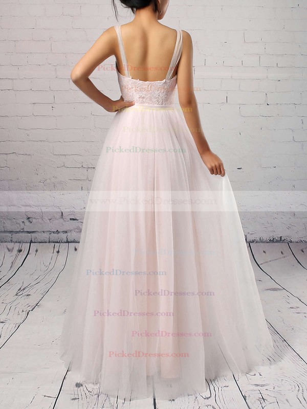 A-line Scoop Neck Sweep Train Tulle Appliques Lace Wedding Dresses #PDS00023126