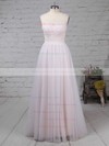 A-line Scoop Neck Sweep Train Tulle Appliques Lace Wedding Dresses #PDS00023126