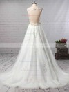 Princess V-neck Court Train Organza Beading Wedding Dresses #PDS00023147