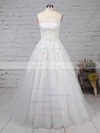 Ball Gown Strapless Sweep Train Tulle Appliques Lace Wedding Dresses #PDS00023175