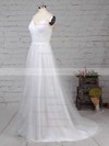 A-line V-neck Sweep Train Tulle Lace Appliques Lace Wedding Dresses #PDS00023211