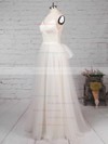 A-line V-neck Floor-length Tulle Ruffles Wedding Dresses #PDS00023214