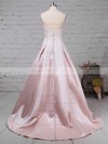 Ball Gown Strapless Sweep Train Satin Appliques Lace Wedding Dresses #PDS00023235