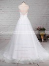 Ball Gown V-neck Sweep Train Organza Tulle Beading Wedding Dresses #PDS00023237