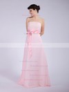Chiffon A-line Strapless Floor-length Sashes/Ribbons Bridesmaid Dresses #PDS01012040