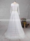 Princess Scoop Neck Sweep Train Lace Tulle Beading Wedding Dresses #PDS00023246