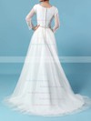 Princess Scoop Neck Sweep Train Lace Tulle Beading Wedding Dresses #PDS00023246