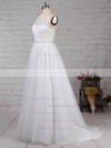 Princess Scoop Neck Sweep Train Lace Tulle Beading Wedding Dresses #PDS00023247