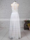 A-line High Neck Floor-length Lace Chiffon Beading Wedding Dresses #PDS00023296