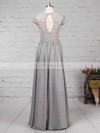 A-line Scoop Neck Lace Chiffon Floor-length Sashes / Ribbons Bridesmaid Dresses #PDS01013469