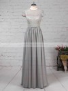 A-line Scoop Neck Lace Chiffon Floor-length Sashes / Ribbons Bridesmaid Dresses #PDS01013469
