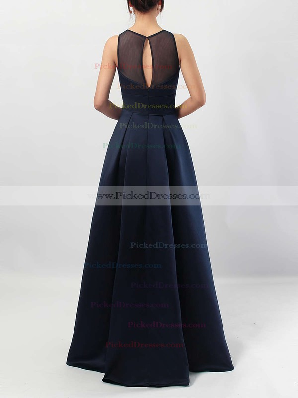 A-line Scoop Neck Satin Floor-length Pockets Bridesmaid Dresses #PDS01013558