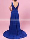 A-line V-neck Chiffon Asymmetrical Beading Bridesmaid Dresses #PDS01013565