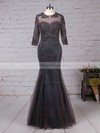 A-line Scoop Neck Tulle Floor-length Appliques Lace Mother of the Bride Dresses #PDS01021665