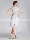 Satin A-line Bateau Knee-length Beading Bridesmaid Dresses #PDS02013672