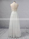 A-line Scoop Neck Chiffon Tulle Floor-length Beading Wedding Dresses #PDS00023360