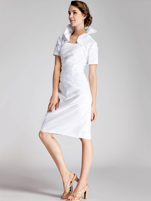 Taffeta Sheath/Column Strapless Knee-length Pleats Bridesmaid Dresses #PDS02013675
