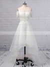 A-line Off-the-shoulder Organza Asymmetrical Appliques Lace Wedding Dresses #PDS00023363