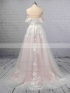 A-line Off-the-shoulder Tulle Sweep Train Appliques Lace Wedding Dresses #PDS00023365